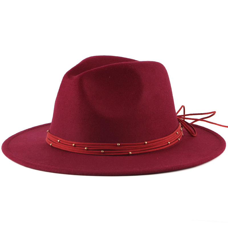 AL000536 ALLCH Tie Bow Big Wide Brim Women Fedora Hat - Image 9