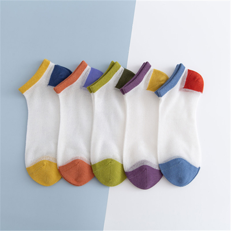 AL000957 ALLCH Fashion Summer Street Colorful Thin Transparent Silk Crystal Socks for Female