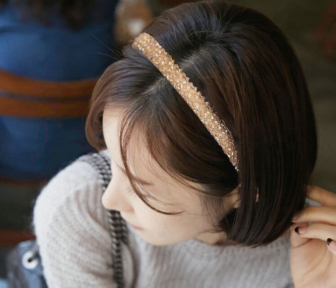 AL000235 Luxury Rhinestone Crystal Diamond Hair Hoop For Women