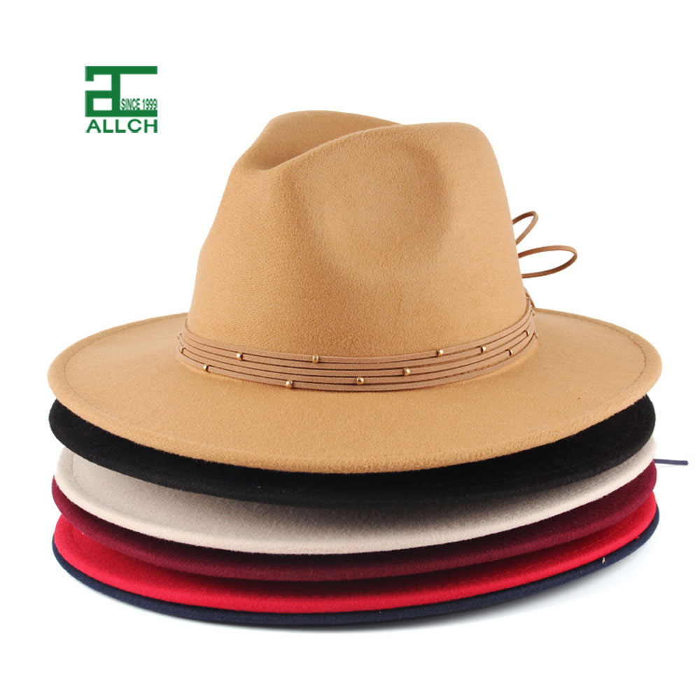 AL000536 ALLCH Tie Bow Big Wide Brim Women Fedora Hat