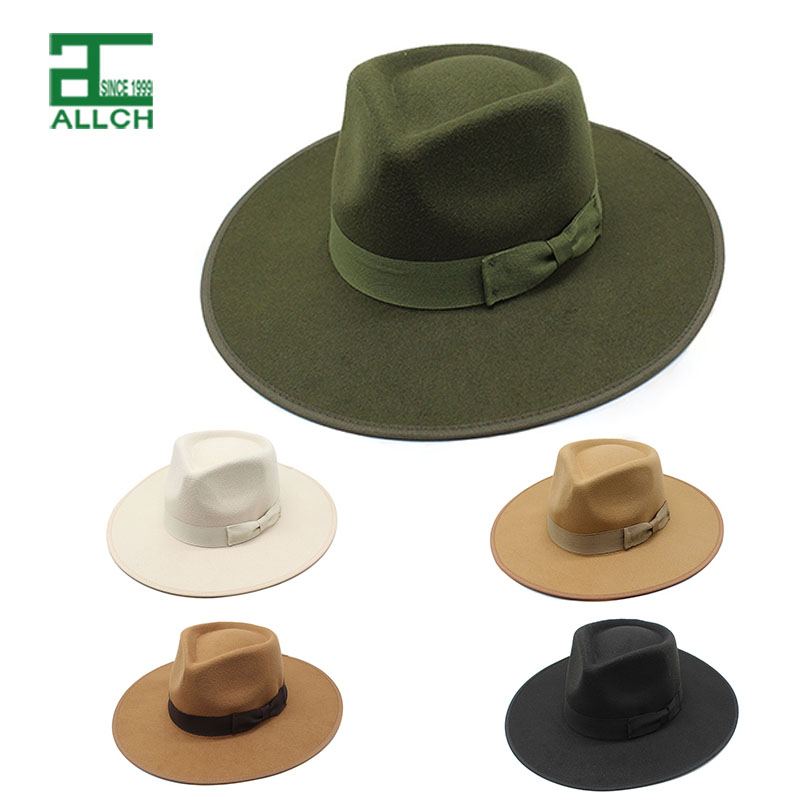 AL001001 ALLCH Unisex Classic Jazz Hat Wide Brim Felt Fedora Panama Hat