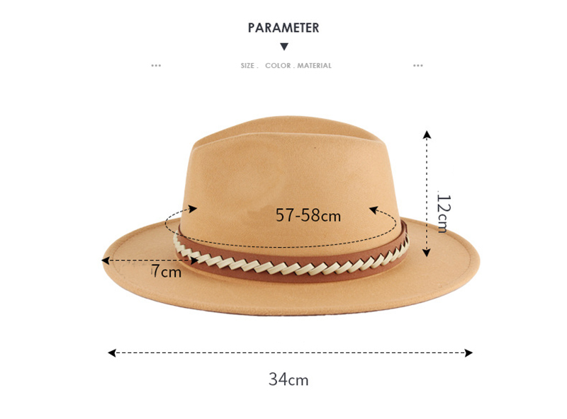 AL000631 ALLCH Leather Band Big Wide Brim Women Fedora Hat - Image 5