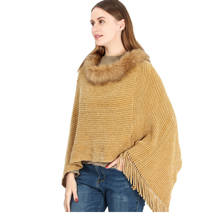FS001294 ALLCH Turtleneck Fringed Sweater Shawl - Image 2