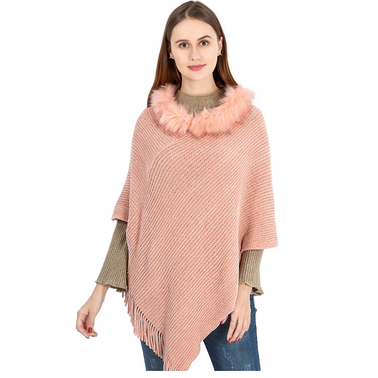 FS001294 ALLCH Turtleneck Fringed Sweater Shawl - Image 3