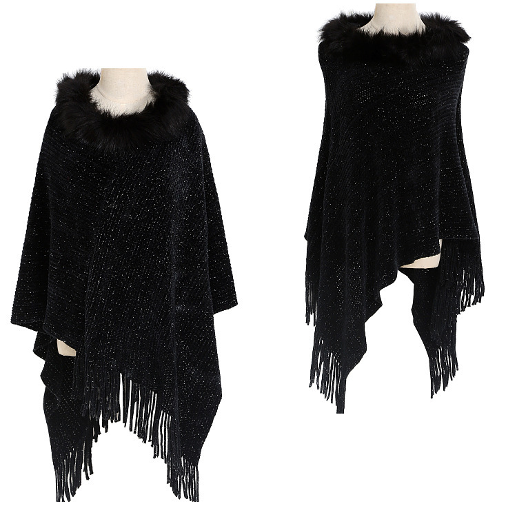 FS001294 ALLCH Turtleneck Fringed Sweater Shawl - Image 4