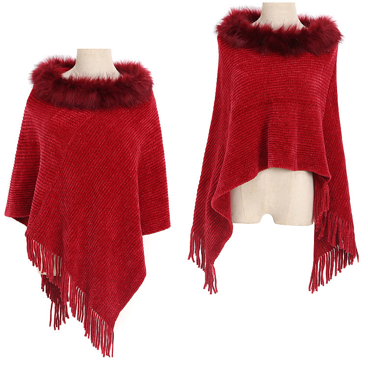 FS001294 ALLCH Turtleneck Fringed Sweater Shawl - Image 5
