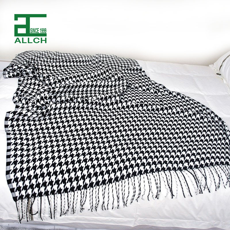 FS000755 ALLCH Houndstooth Designs Blanket Soft Lightweight Colorful Serape Decorative Woven Throw Blanket for Sofa Couch Bed