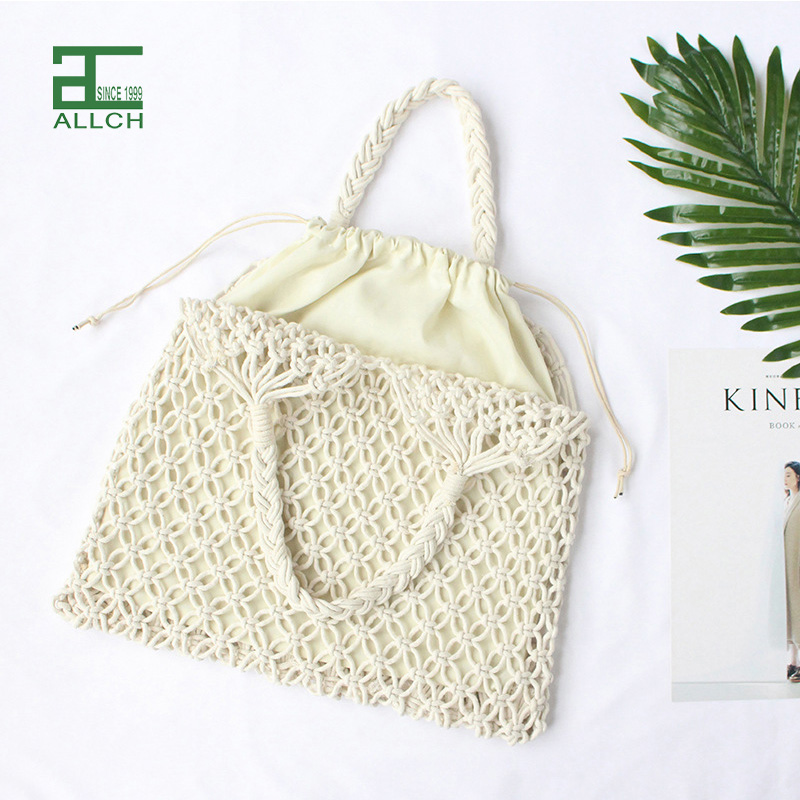 AL001698 ALLCH Single Shoulder Beach Woven Bag Fishing Net Straw Bag