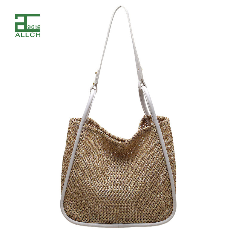 AL001749 ALLCH Woven Beach Bag Summer Tote Bag Single Shoulder Straw Bag