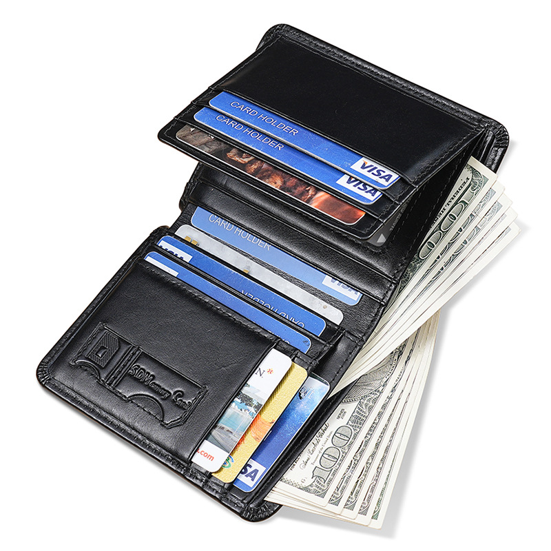 AL001716 ALLCH Real Leather Bifold Wallet For Men Slim Minimalist Front Pocket Billfold - Image 2