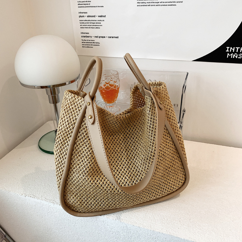 AL001749 ALLCH Woven Beach Bag Summer Tote Bag Single Shoulder Straw Bag - Image 2