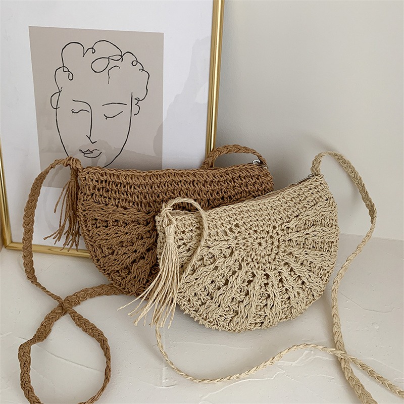 AL001747 ALLCH Straw Single Shoulder Straddle Women's Beach Holiday Bag - Image 3