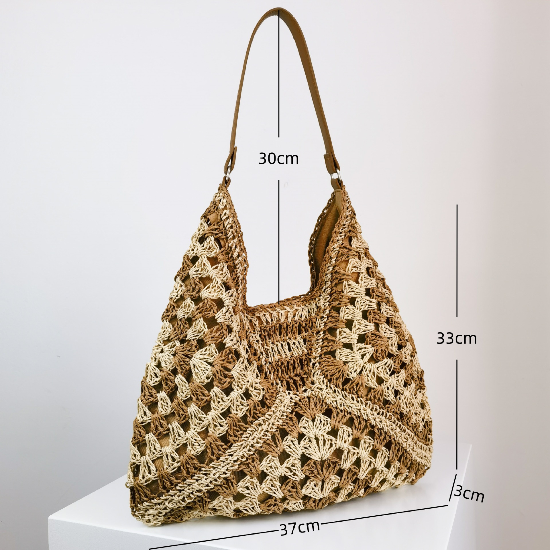 AL001751 ALLCH Hand-made Straw Hollowed Out Color Woven Shoulder Bag - Image 2