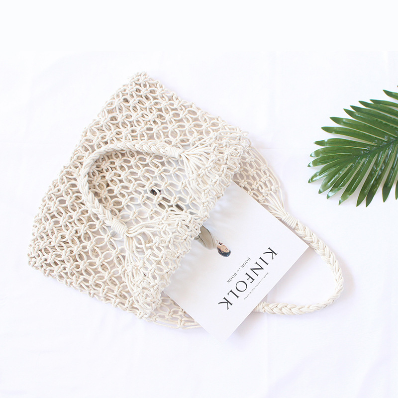 AL001698 ALLCH Single Shoulder Beach Woven Bag Fishing Net Straw Bag - Image 2
