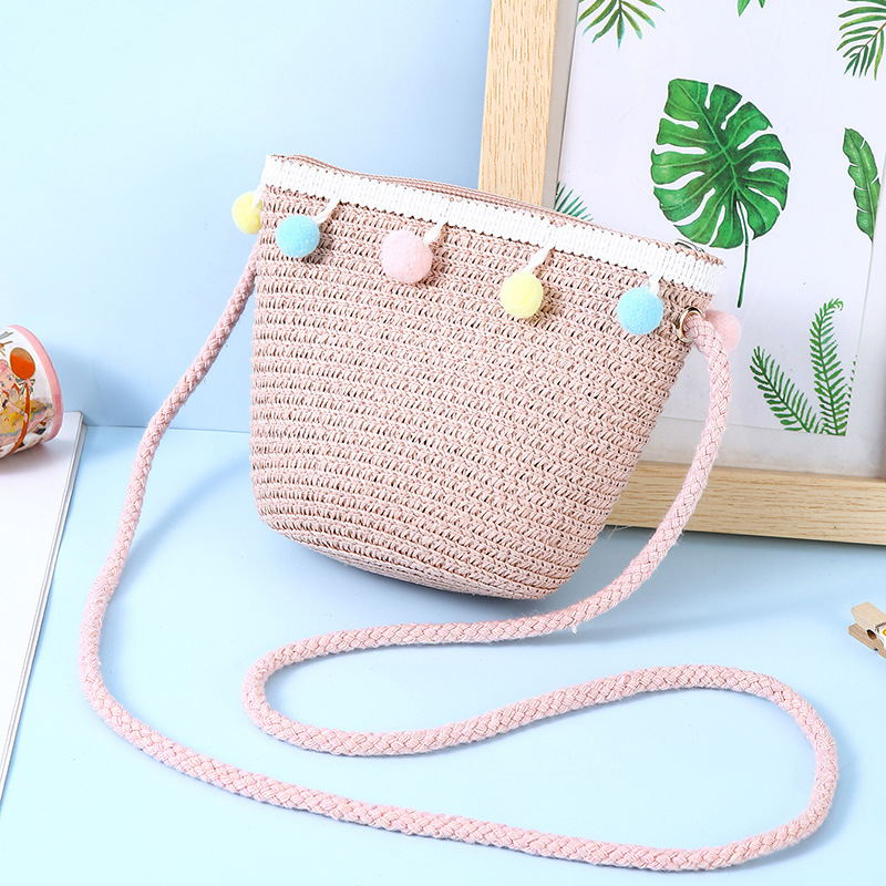 AL001737 ALLCH Children's Butterfly Ball Straw Bag Crossbody Bag Children's Coin Purse - Image 4