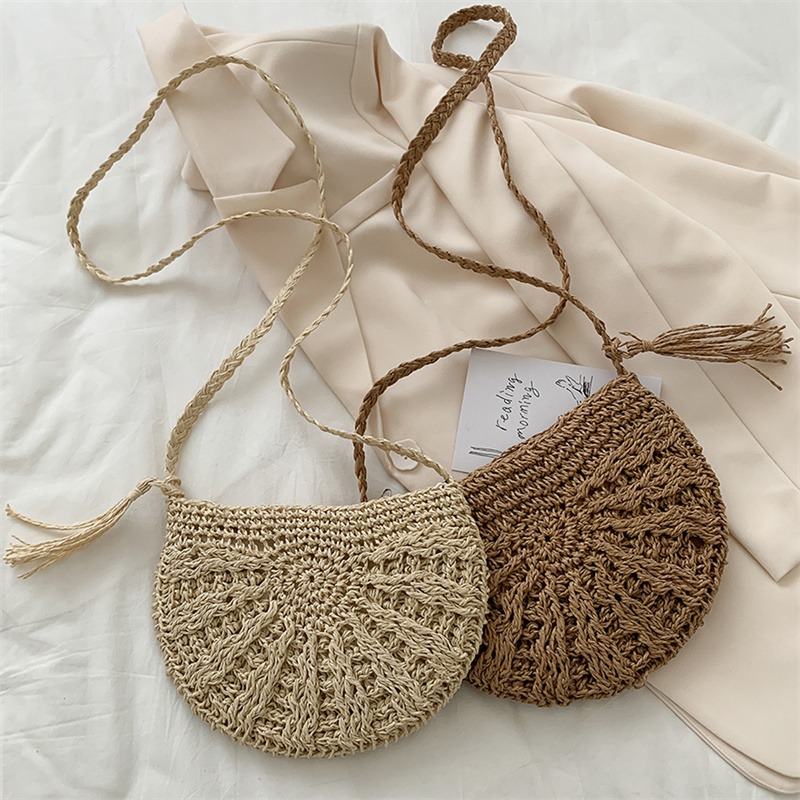 AL001747 ALLCH Straw Single Shoulder Straddle Women's Beach Holiday Bag - Image 4